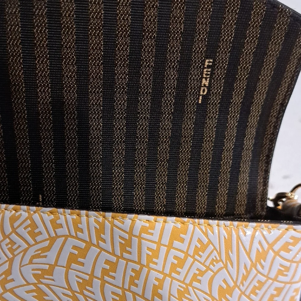 NIB Fendi Gold and FF Vertigo Print Leather Clutch - Picture 3 of 14